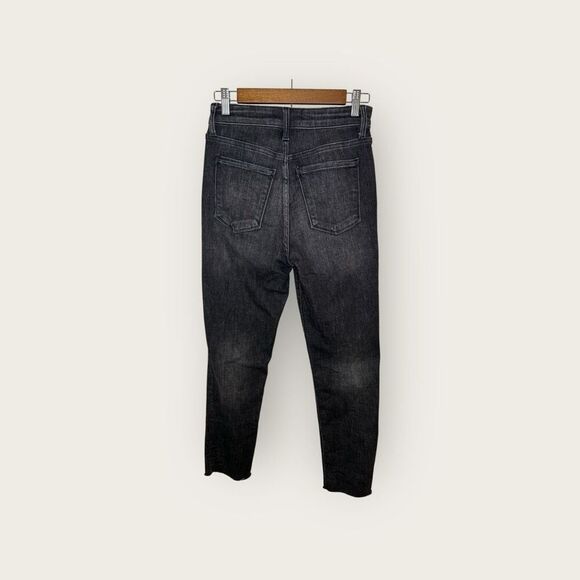 Evereve Ever Straight Jeans Black Washed Raw Hem Size 25 - Picture 2 of 5